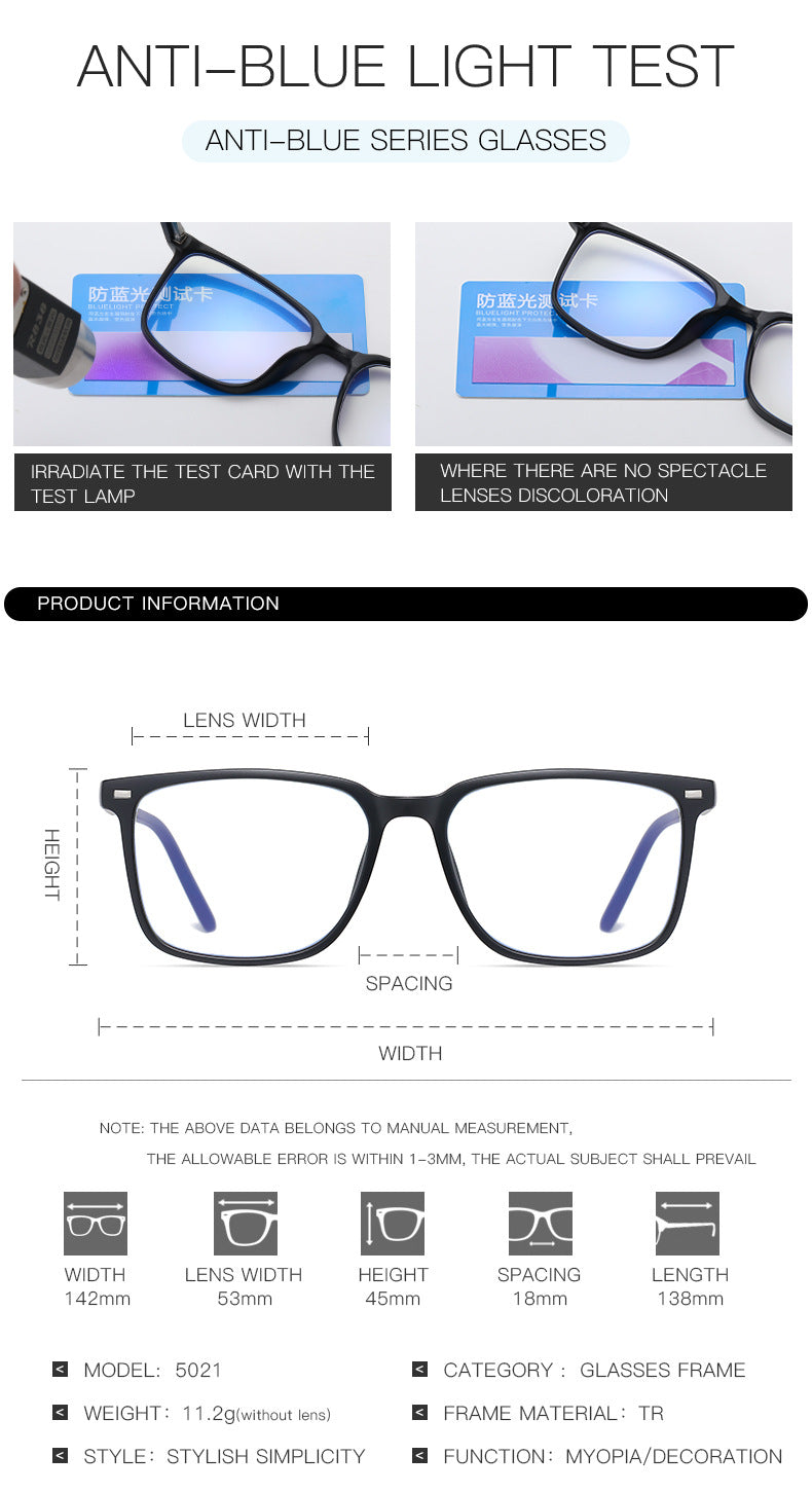 TR90 Spring Leg Square Blue Light Blocking Glasses